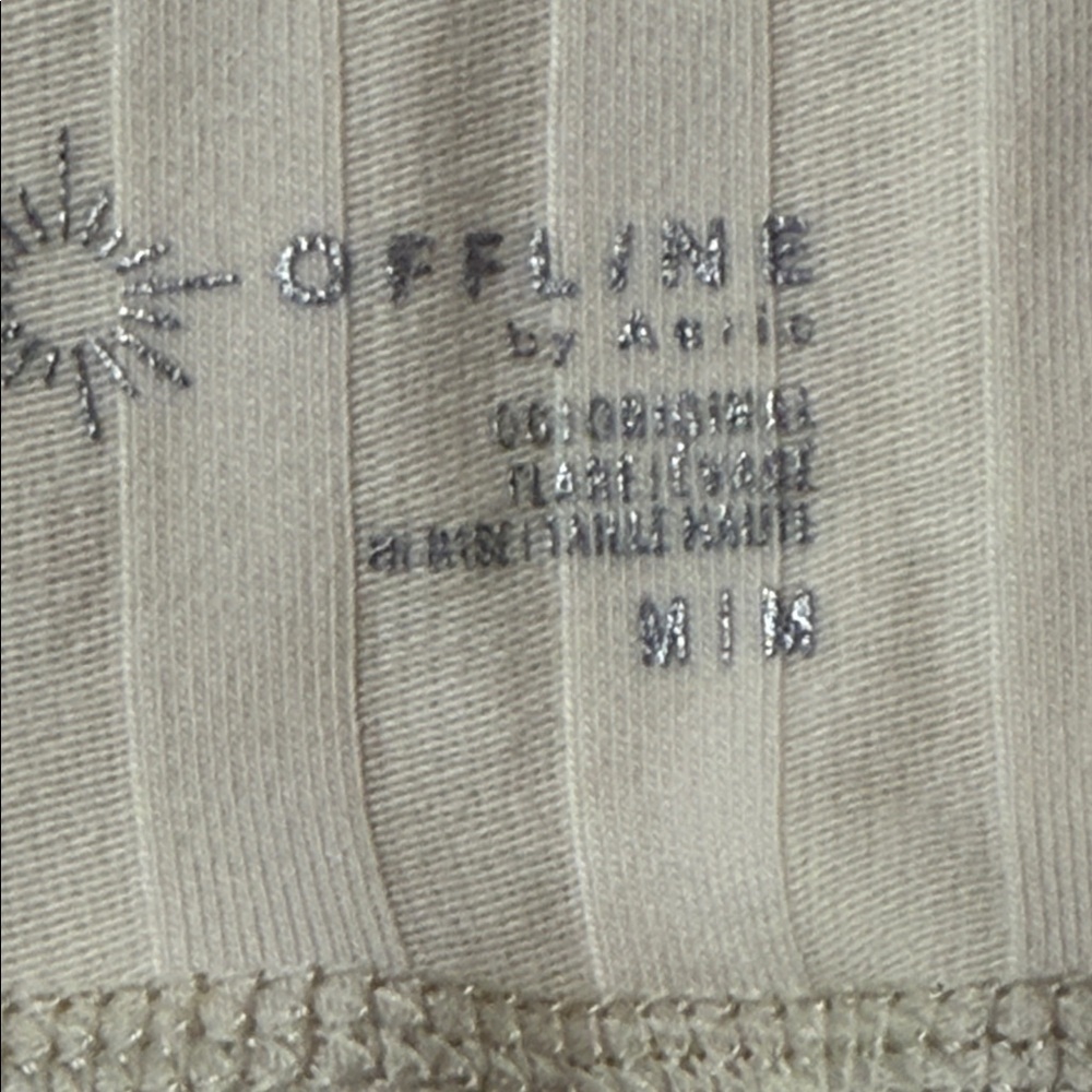 aerie Cream Ribbed High-Waist Wide-Leg Leggings - Picture 3 of 4